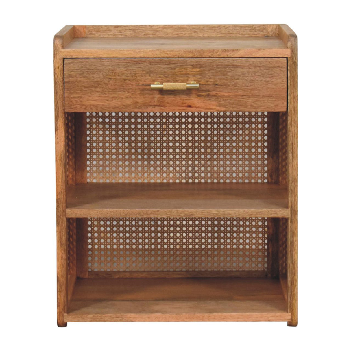 Solid Mango Wood Bedside Cabinet Open With T-Bar - Larissa