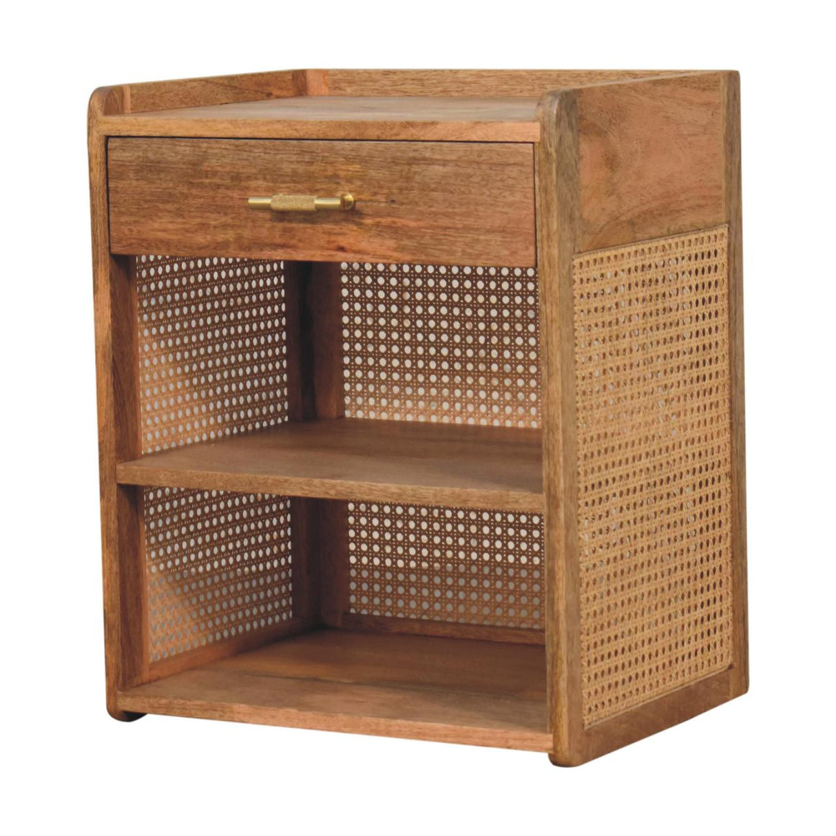 Solid Mango Wood Bedside Cabinet Open With T-Bar - Larissa