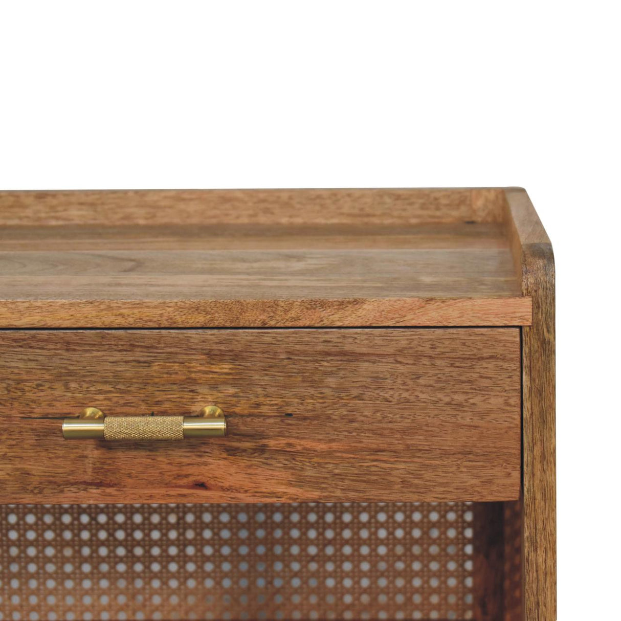 Solid Mango Wood Bedside Cabinet Open With T-Bar - Larissa