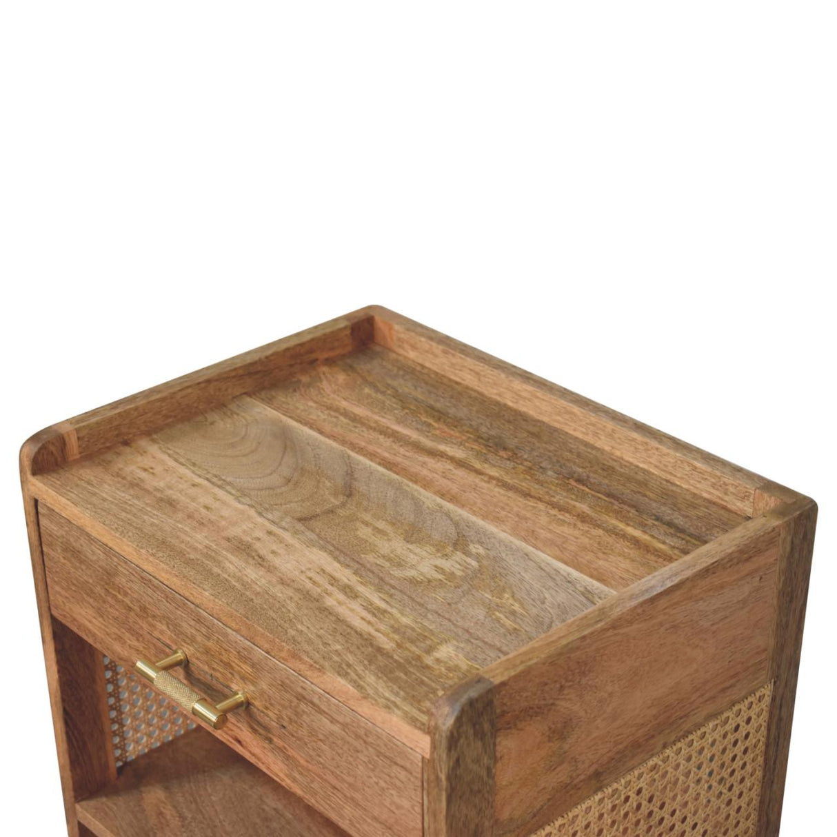 Solid Mango Wood Bedside Cabinet Open With T-Bar - Larissa