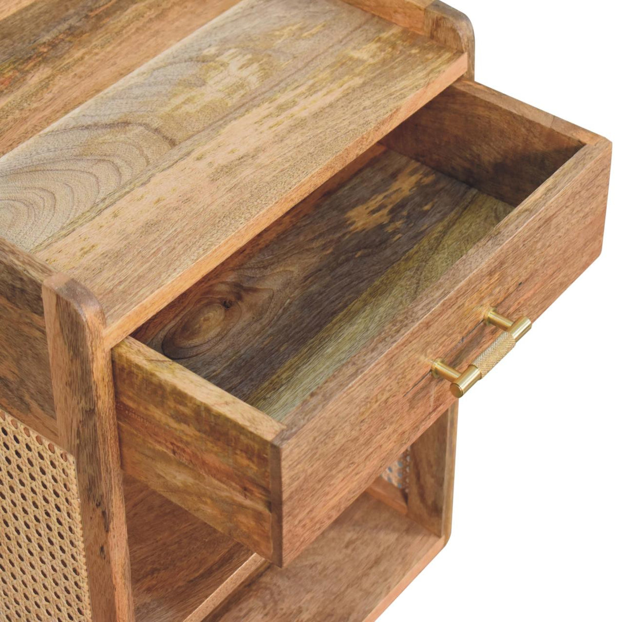 Solid Mango Wood Bedside Cabinet Open With T-Bar - Larissa