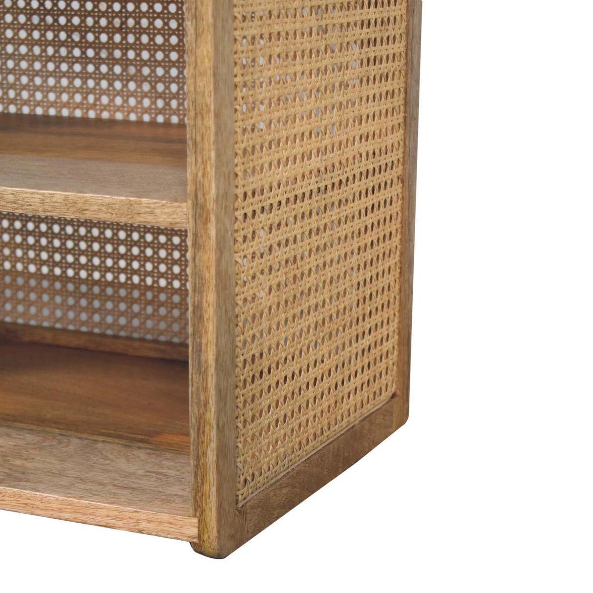 Solid Mango Wood Bedside Cabinet Open With T-Bar - Larissa