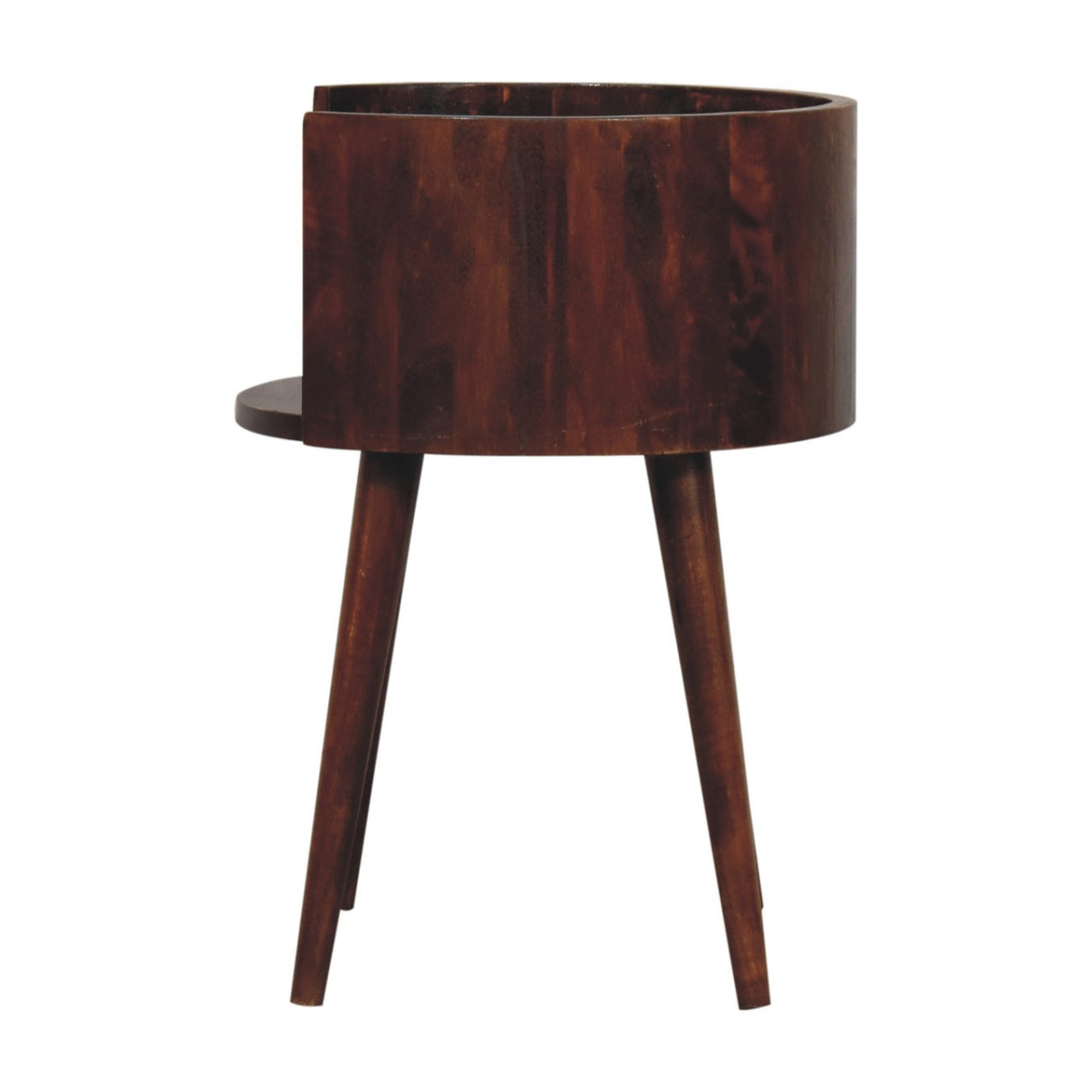 Solid Mango Wood Bedside Cabinet Round With Open Slot - Birmingham