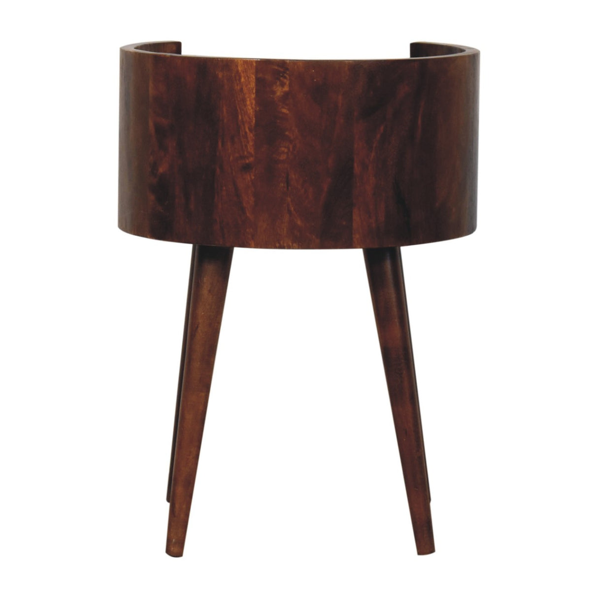 Solid Mango Wood Bedside Cabinet Round With Open Slot - Birmingham