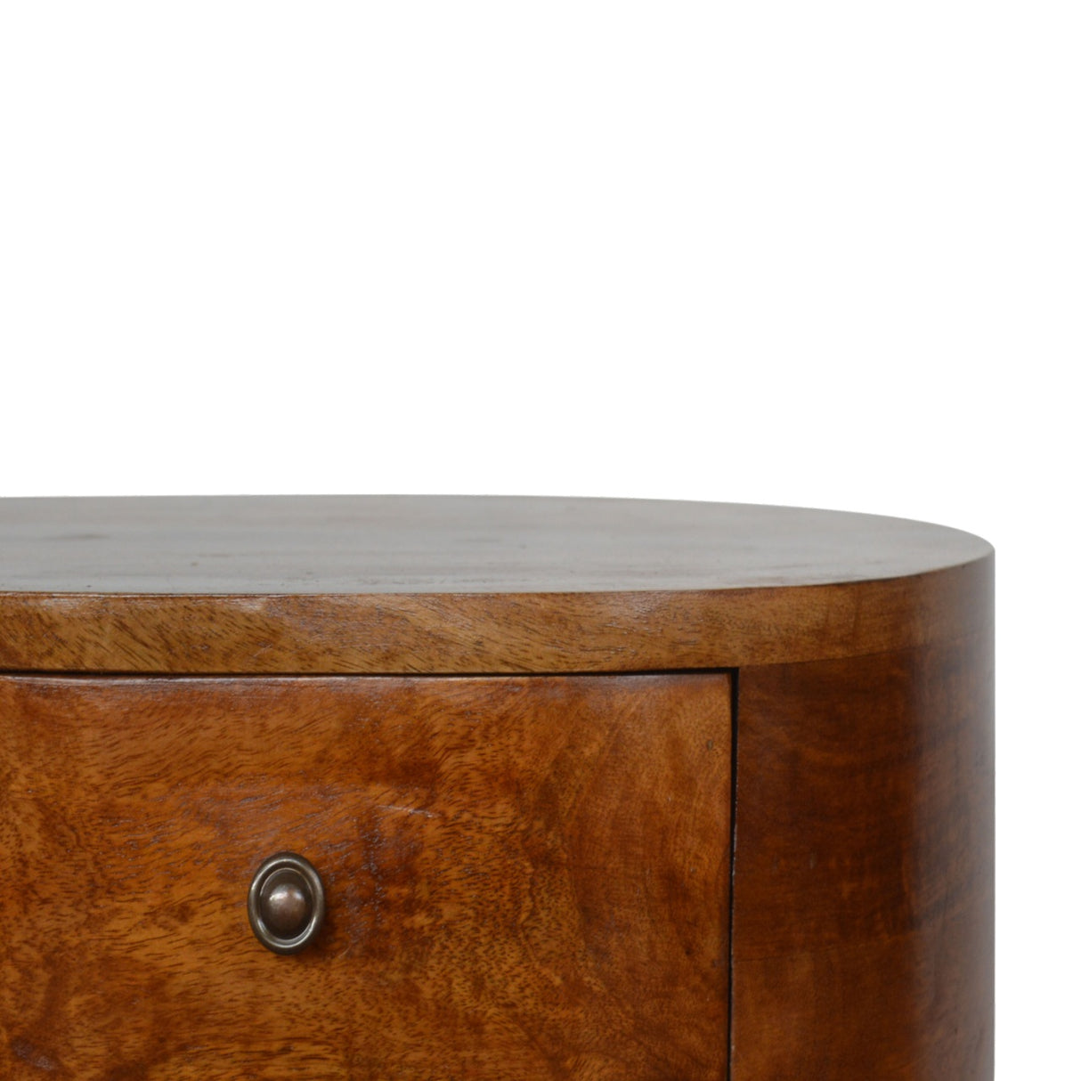 Solid Mango Wood Bedside Cabinet Rounded With 2 Drawers - Chester