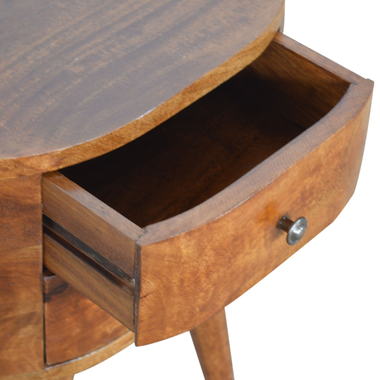 Solid Mango Wood Bedside Cabinet Rounded With 2 Drawers - Chester