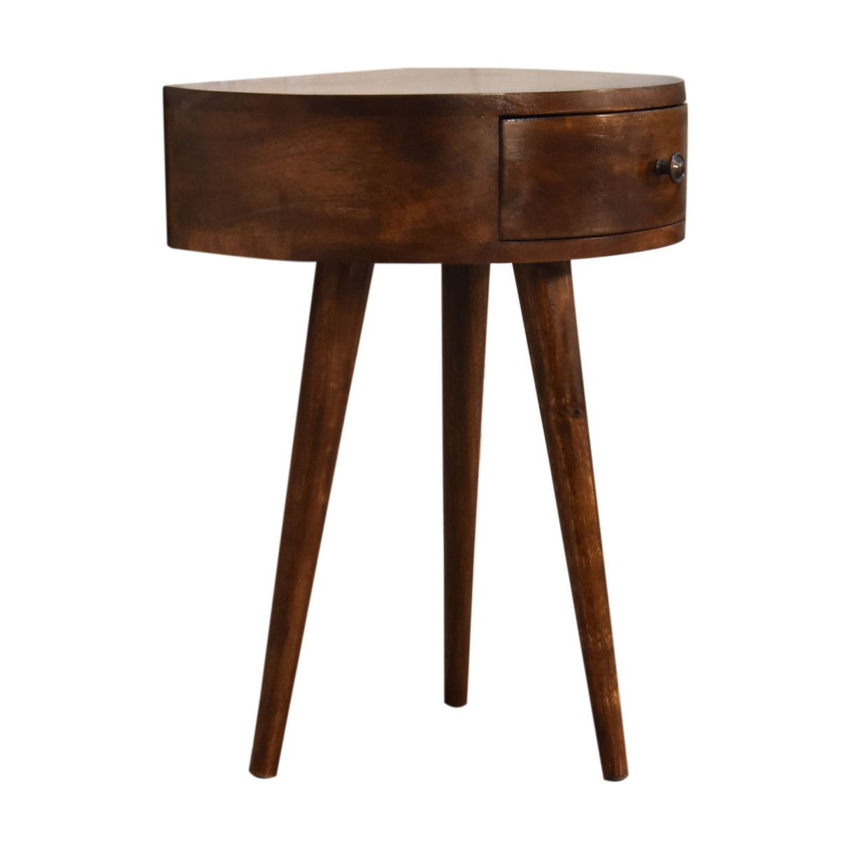 Solid Mango Wood Bedside Cabinet Semi Circle With 1 Drawer - Birmingham