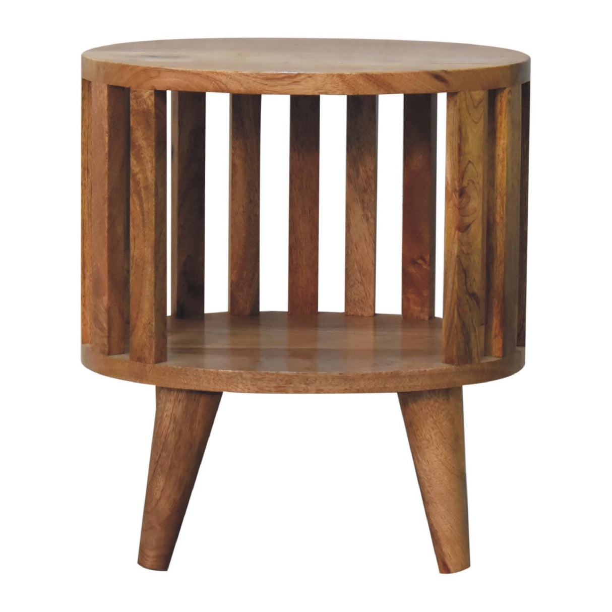 Solid Mango Wood Bedside Cabinet With Single Shelf - Ariella