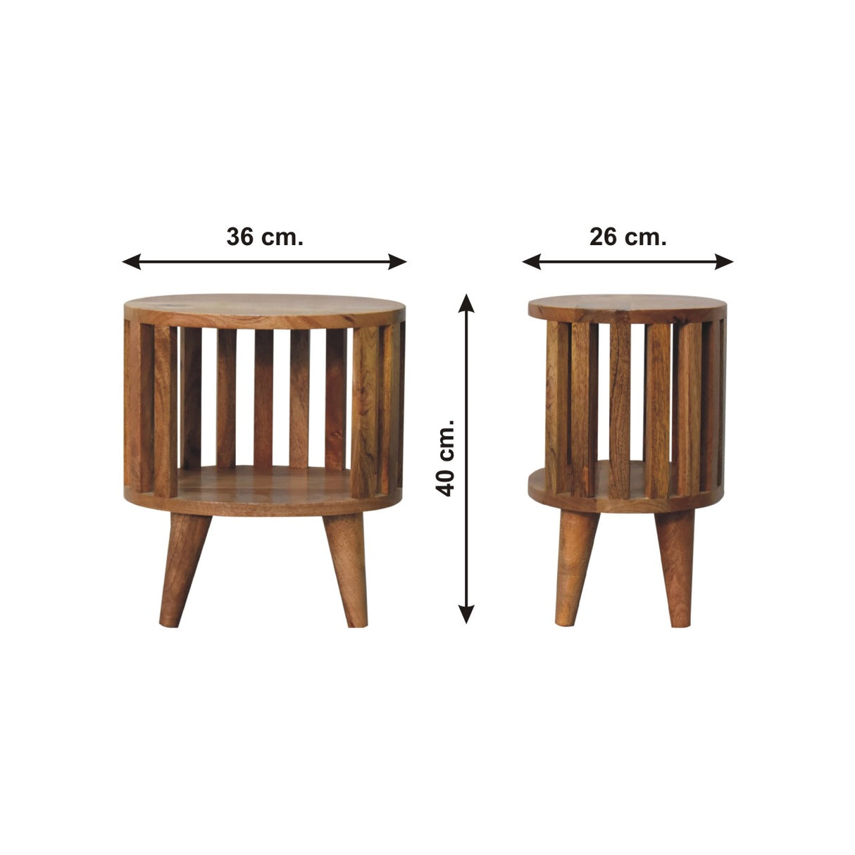 Solid Mango Wood Bedside Cabinet With Single Shelf - Ariella