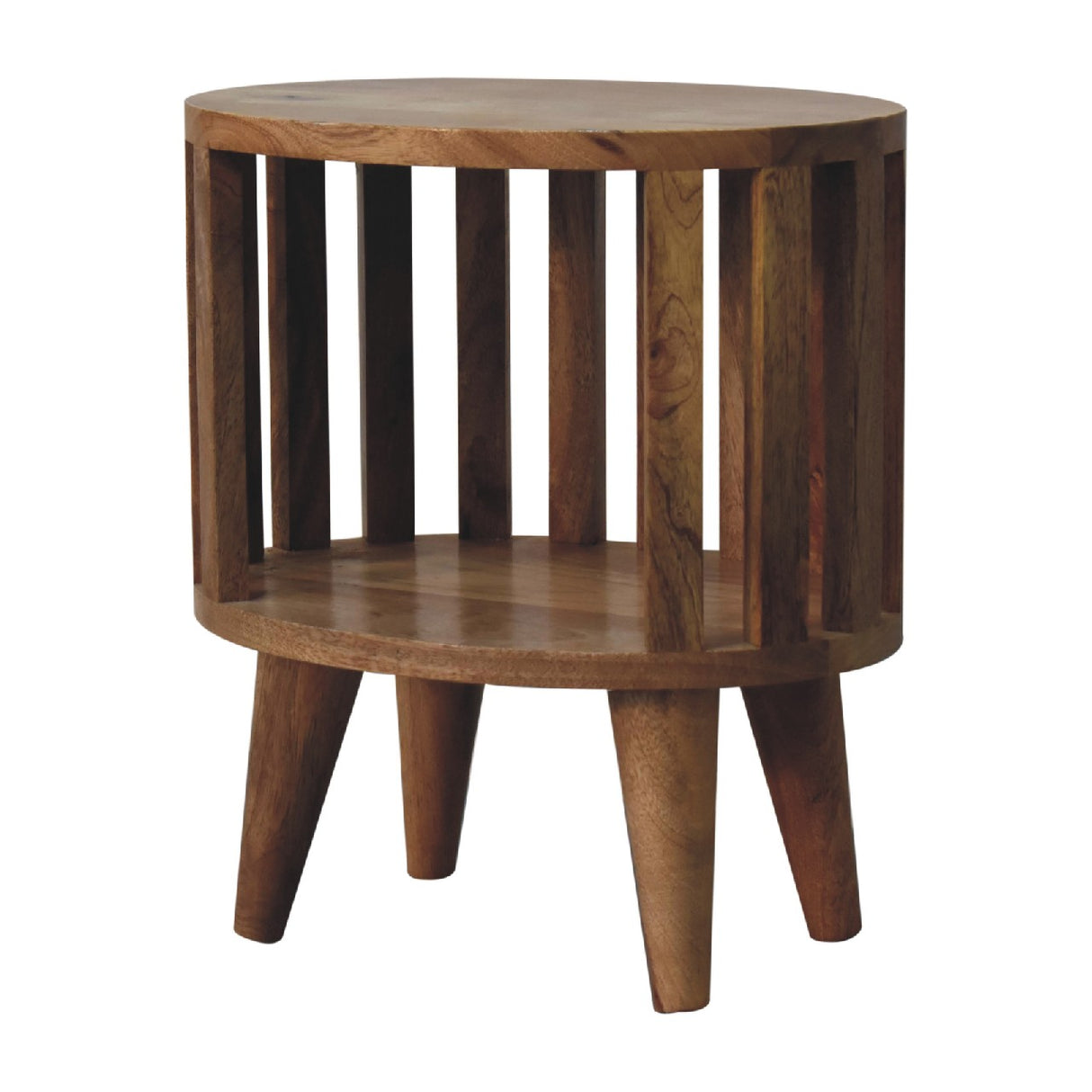 Solid Mango Wood Bedside Cabinet With Single Shelf - Ariella