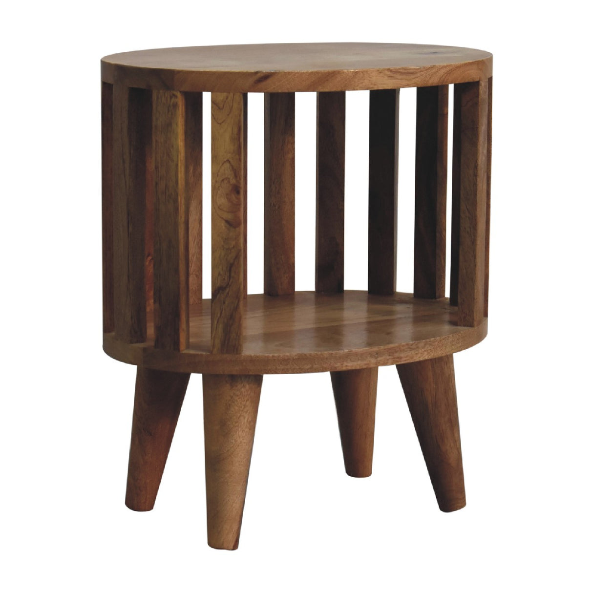 Solid Mango Wood Bedside Cabinet With Single Shelf - Ariella