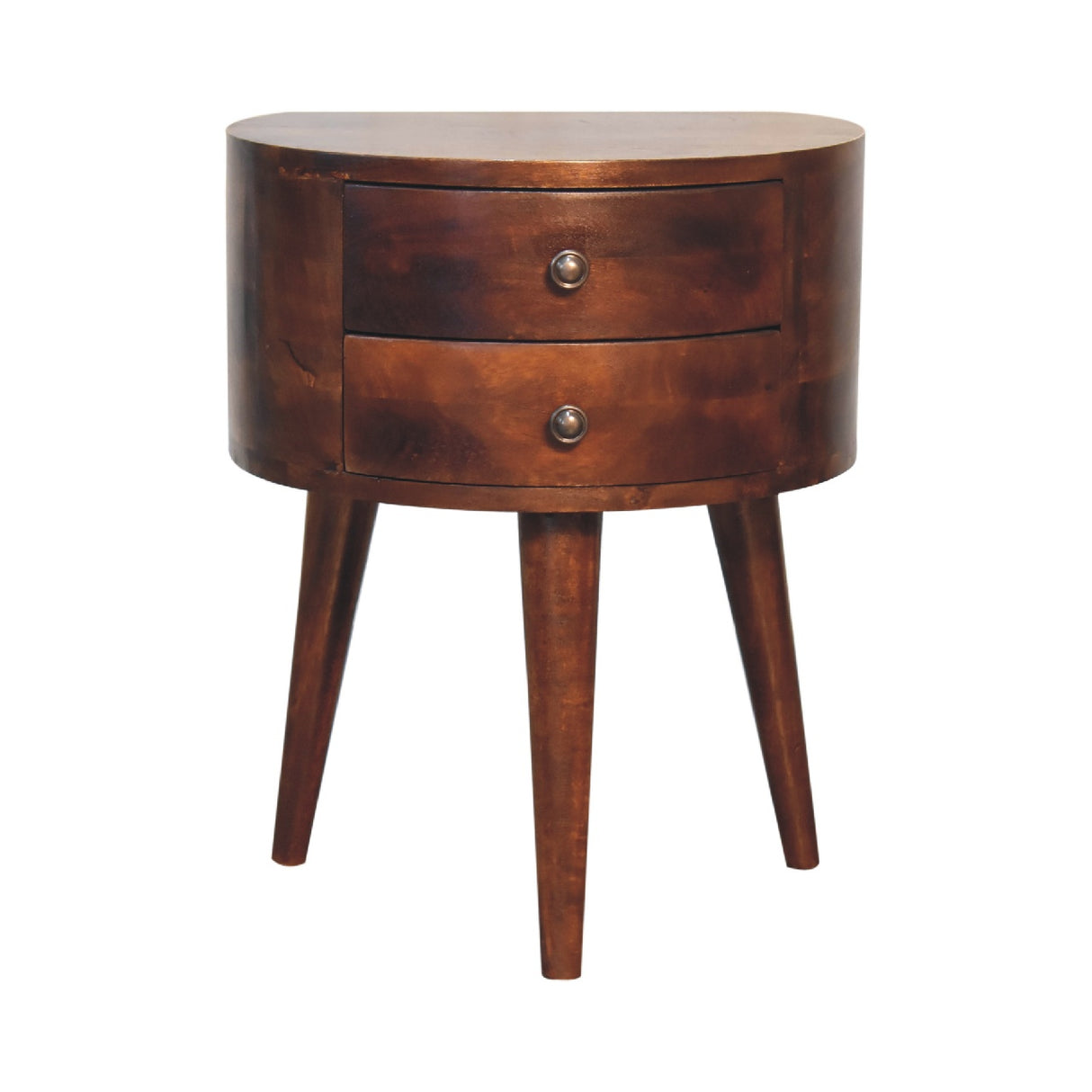 Solid Mango Wood Bedside Cabinet Tripod With 2 Drawers - Odyssey