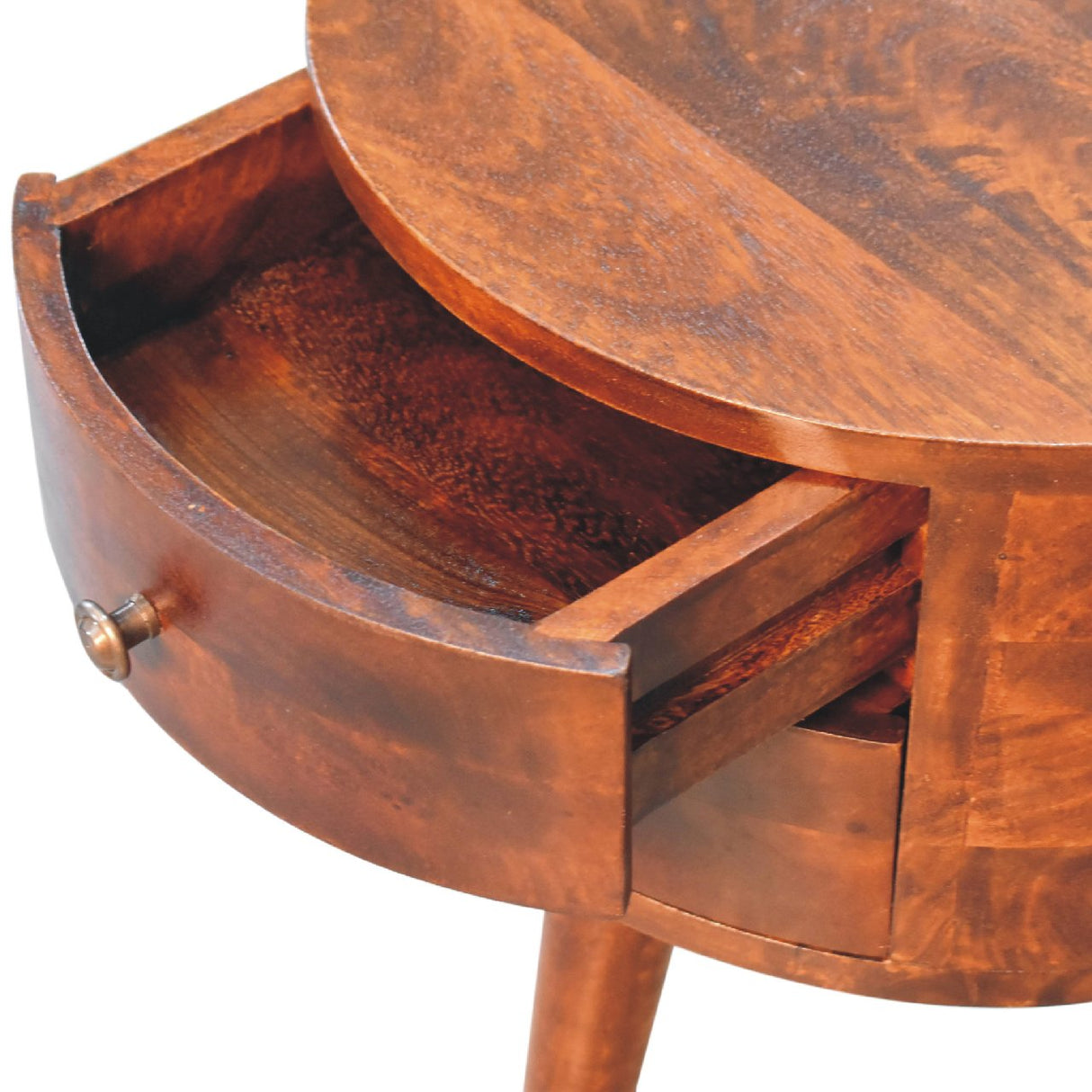 Solid Mango Wood Bedside Cabinet Tripod With 2 Drawers - Odyssey