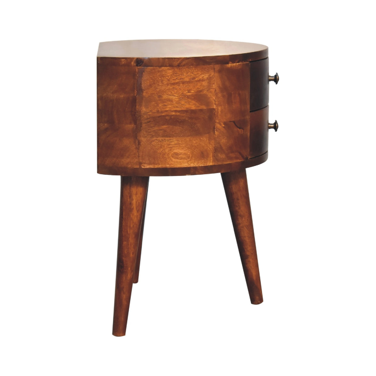 Solid Mango Wood Bedside Cabinet Tripod With 2 Drawers - Odyssey