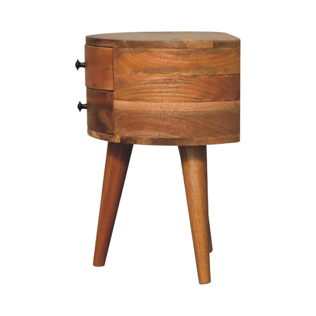 Solid Mango Wood Bedside Cabinet Tripod With 2 Drawers - Odyssey