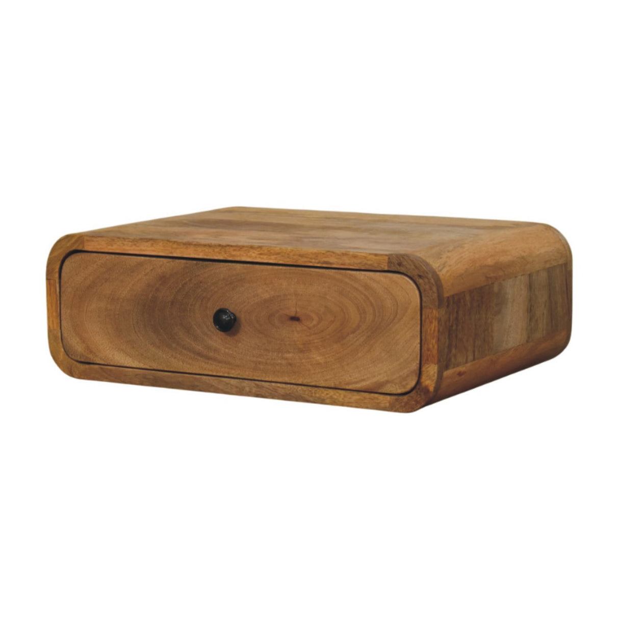 Solid Mango Wood Bedside Cabinet Wall Mounted With 1 Drawer - Avora