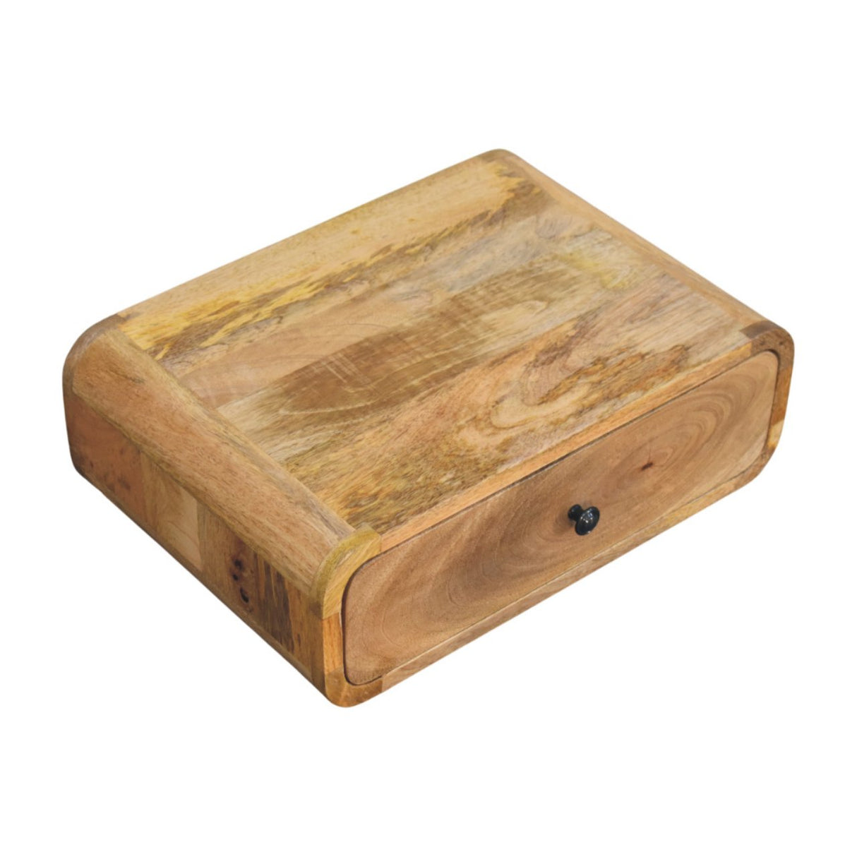 Solid Mango Wood Bedside Cabinet Wall Mounted With 1 Drawer - Avora