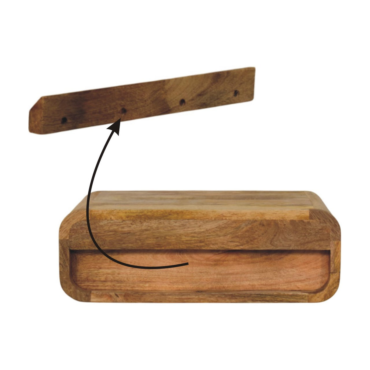 Solid Mango Wood Bedside Cabinet Wall Mounted With 1 Drawer - Avora