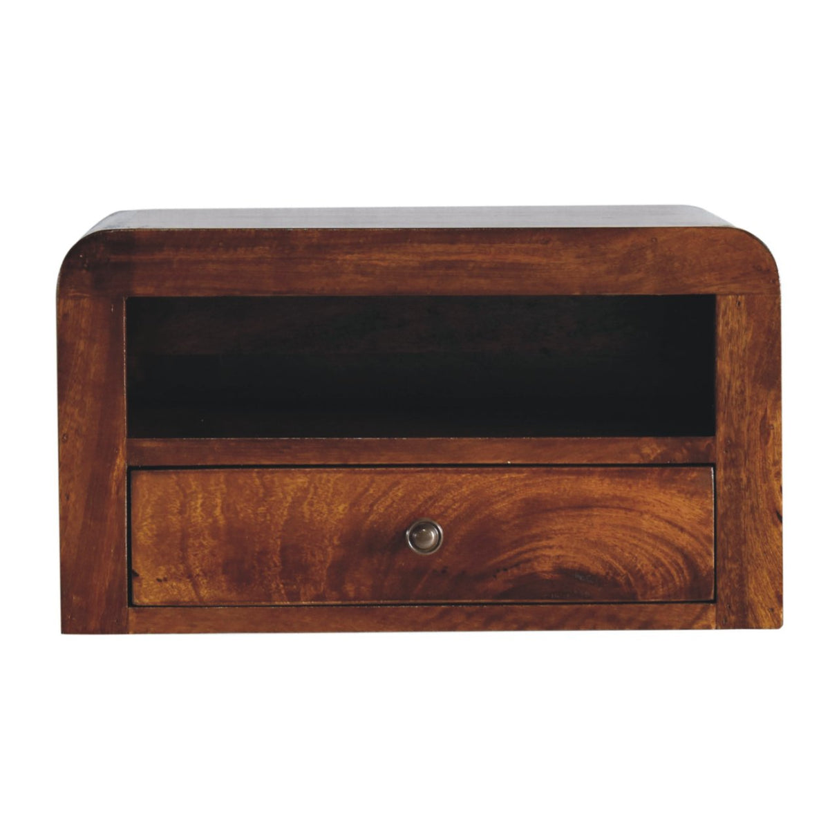 Solid Mango Wood Bedside Cabinet Wall Mounted With 1 Drawer - Birmingham