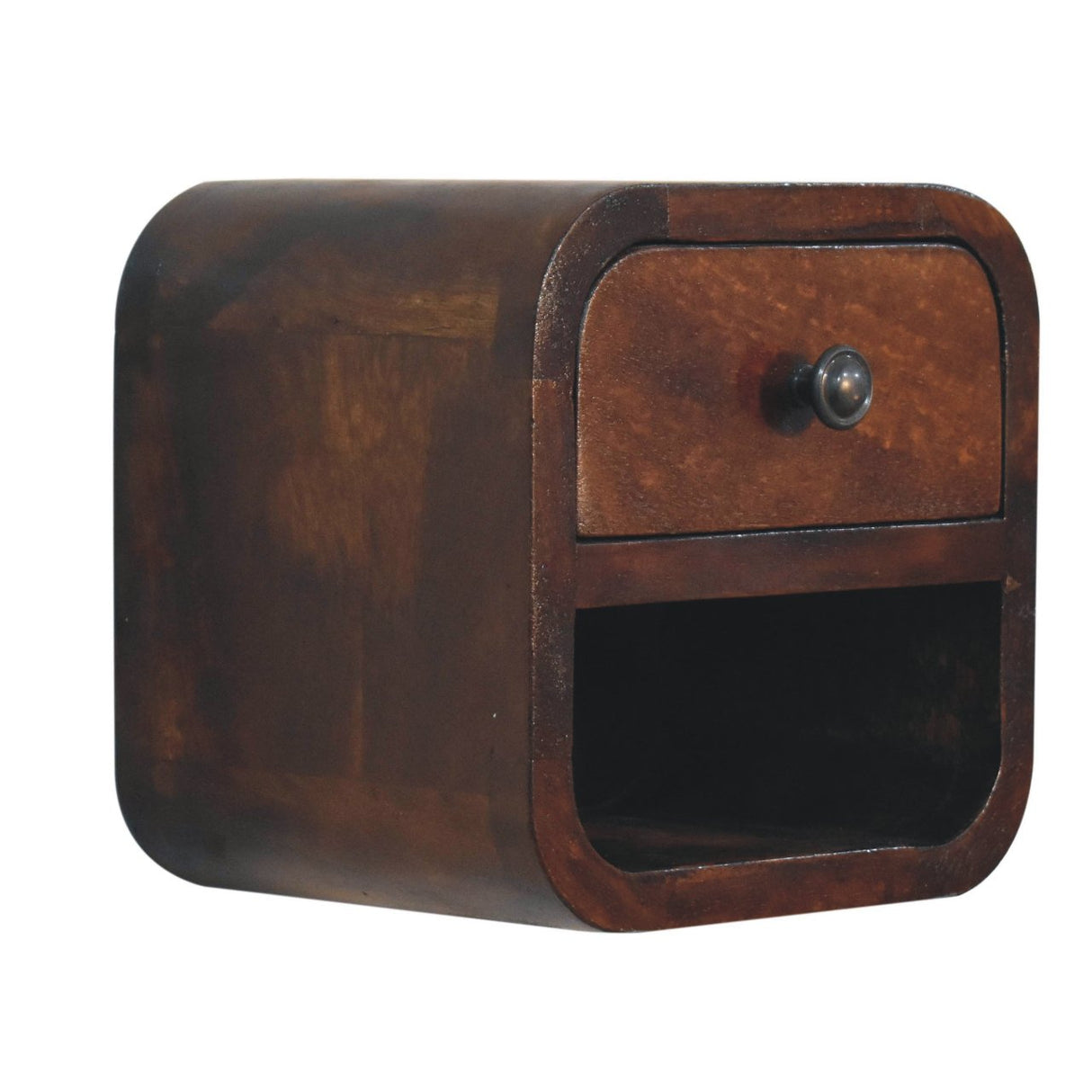 Solid Mango Wood Bedside Cabinet Wall Mounted With 1 Drawer - Exeter