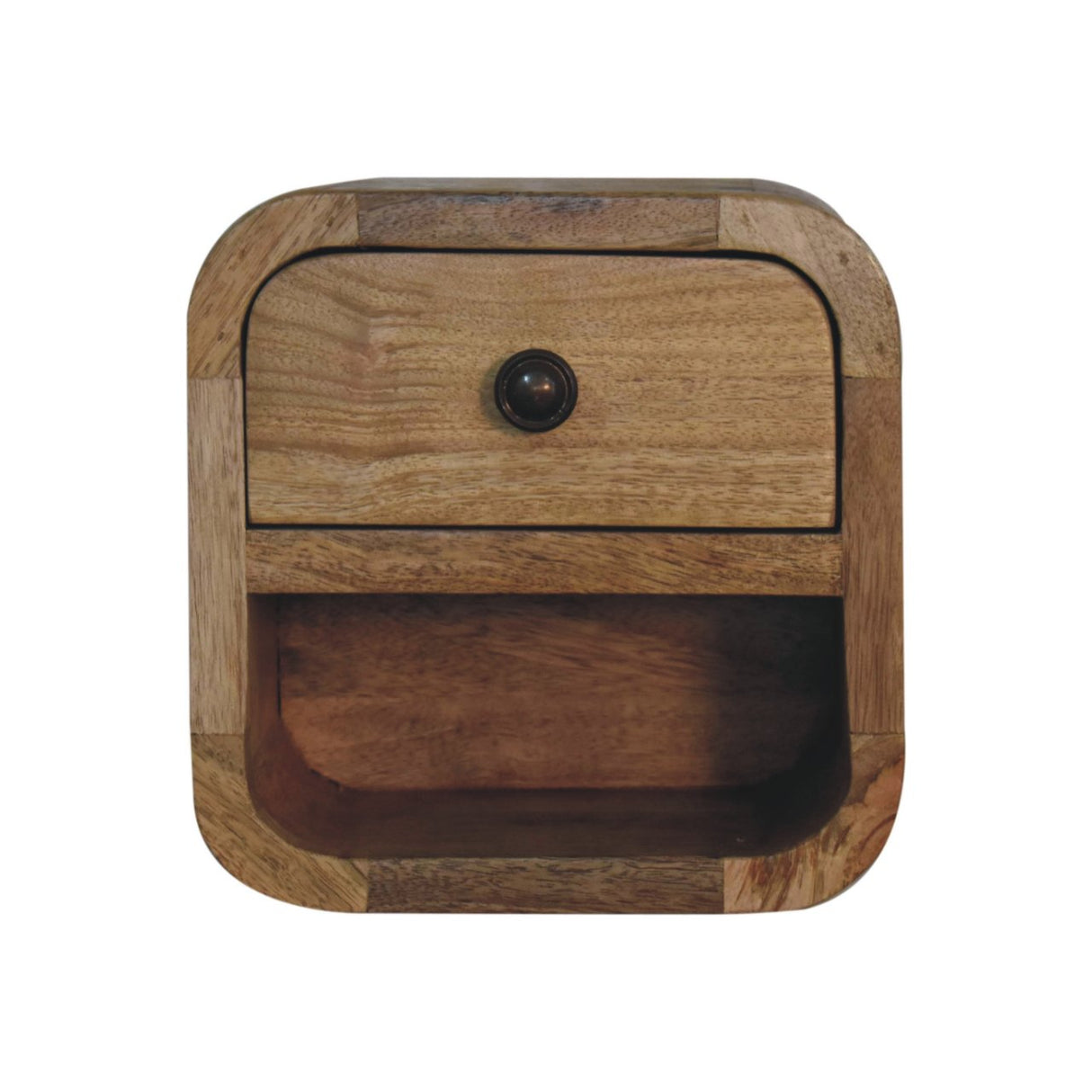 Solid Mango Wood Bedside Cabinet Wall Mounted With 1 Drawer - Exeter