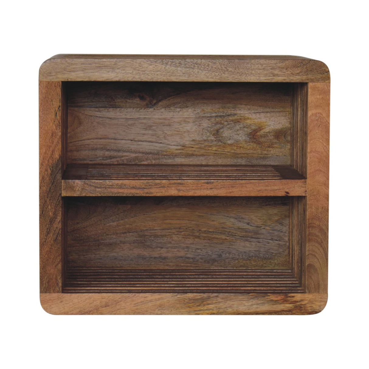 Solid Mango Wood Bedside Cabinet Wall Mounted With 2 Open Slots - Soba