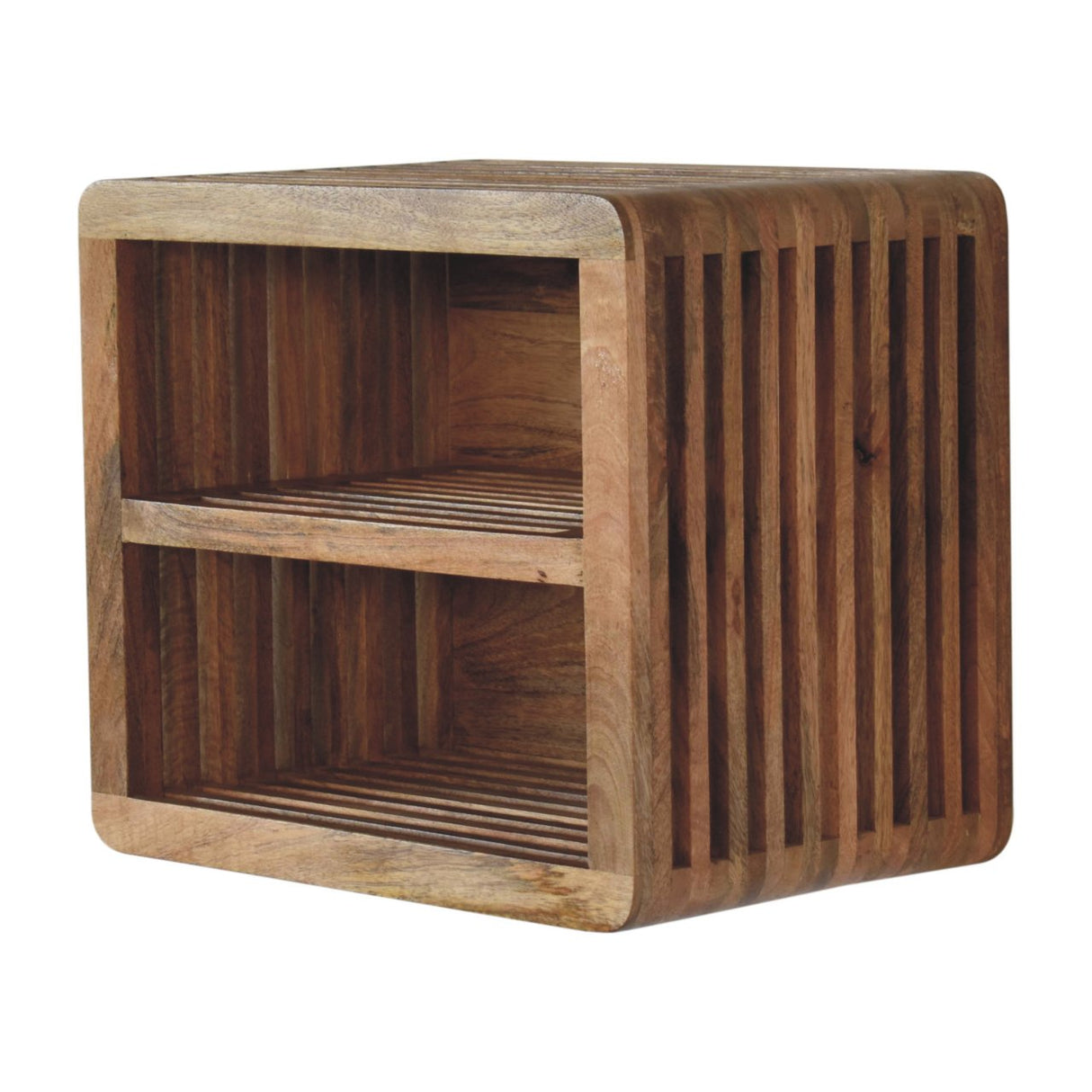 Solid Mango Wood Bedside Cabinet Wall Mounted With 2 Open Slots - Soba