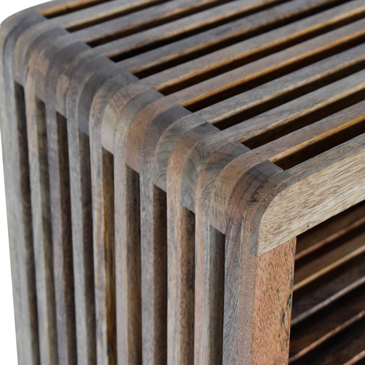 Solid Mango Wood Bedside Cabinet Wall Mounted With 2 Open Slots - Soba