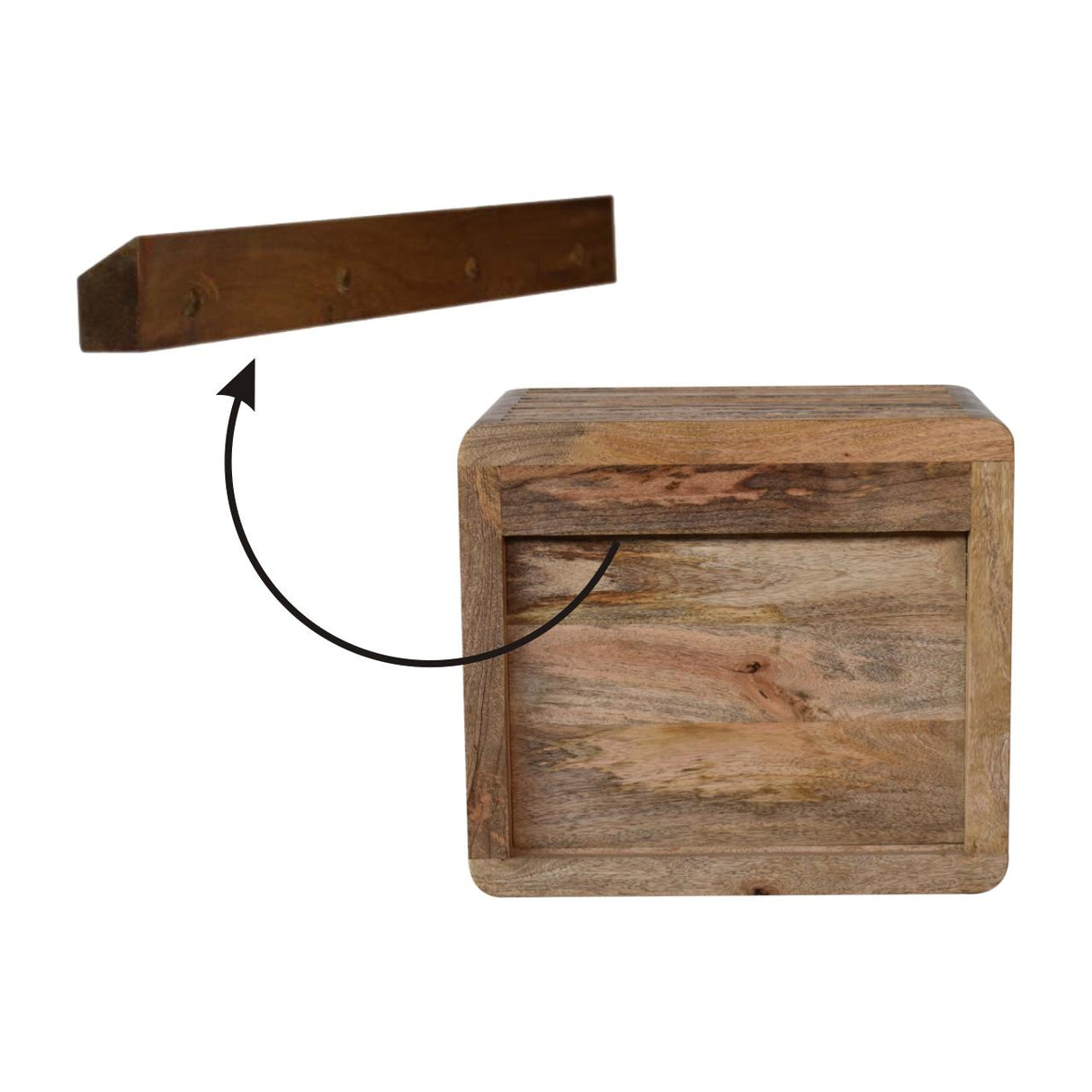 Solid Mango Wood Bedside Cabinet Wall Mounted With 2 Open Slots - Soba