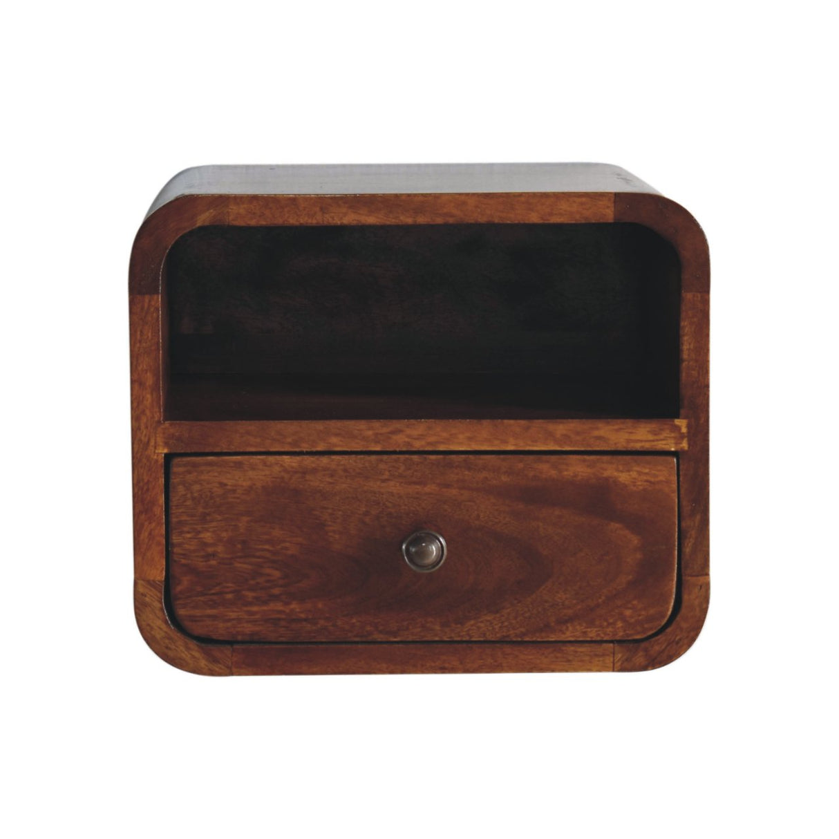 Solid Mango Wood Bedside Cabinet Wall Mounted With Open Slot - Exeter