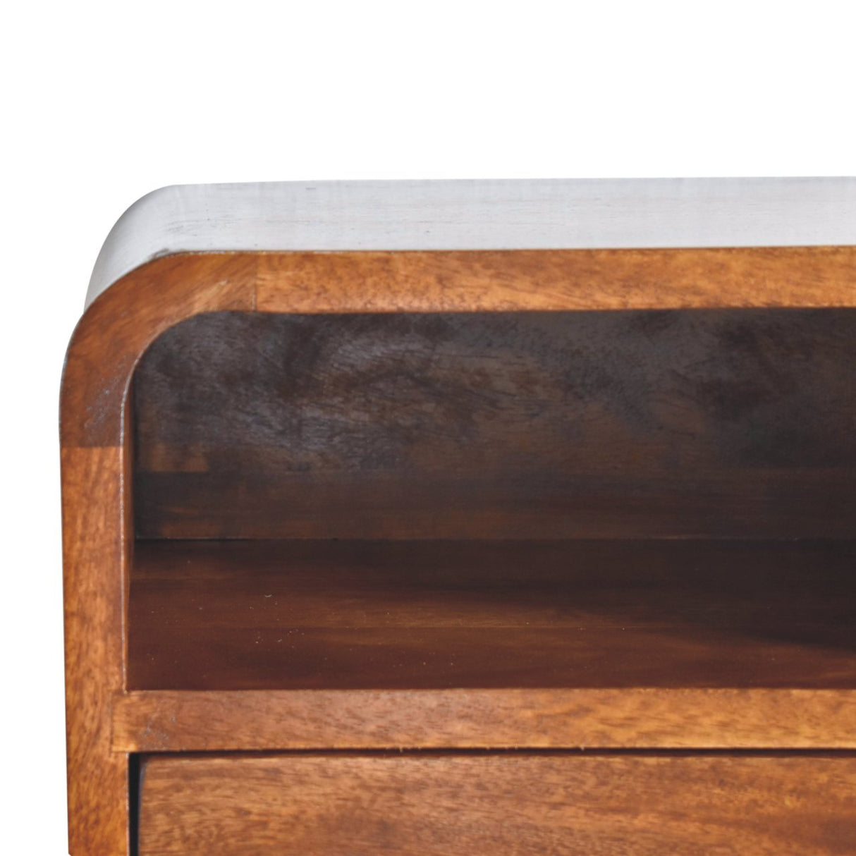 Solid Mango Wood Bedside Cabinet Wall Mounted With Open Slot - Exeter