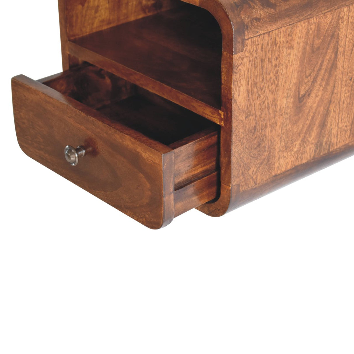 Solid Mango Wood Bedside Cabinet Wall Mounted With Open Slot - Exeter