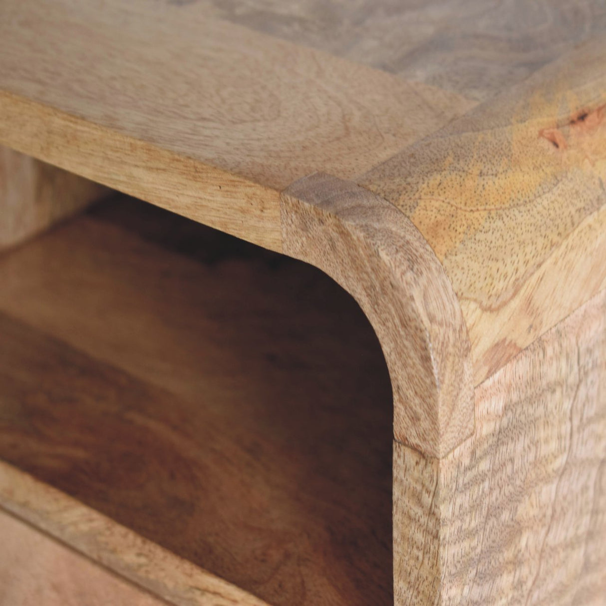 Solid Mango Wood Bedside Cabinet Wall Mounted With Open Slot - Exeter