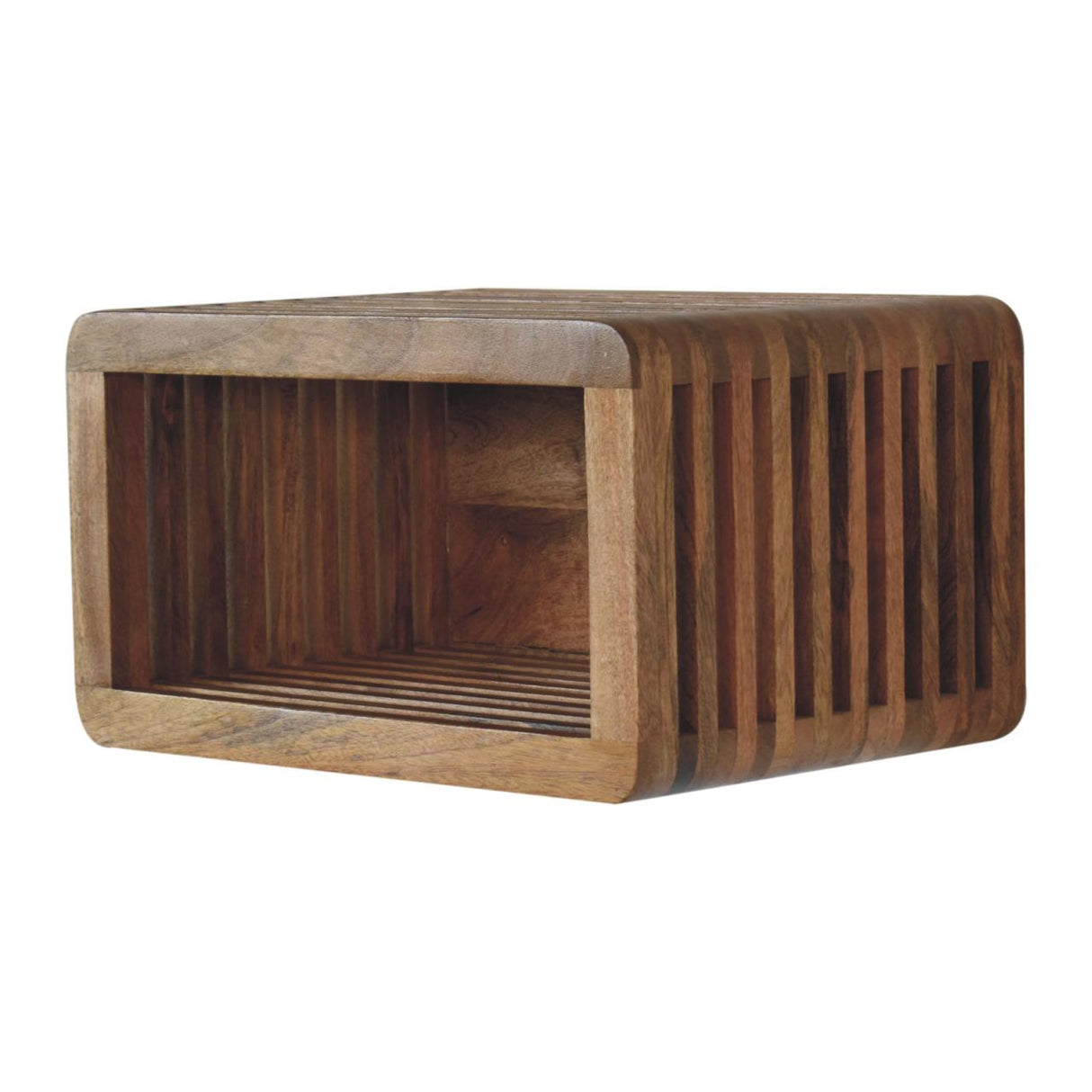 Solid Mango Wood Bedside Cabinet Wall Mounted With Open Slot - Soba