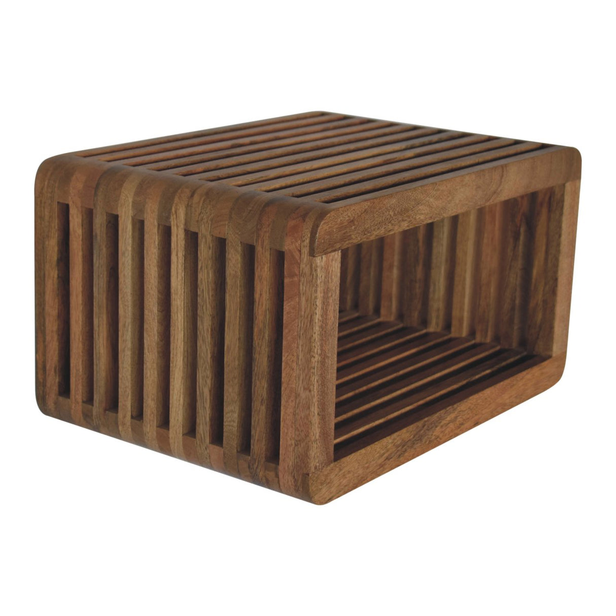 Solid Mango Wood Bedside Cabinet Wall Mounted With Open Slot - Soba