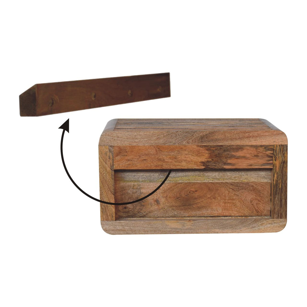 Solid Mango Wood Bedside Cabinet Wall Mounted With Open Slot - Soba