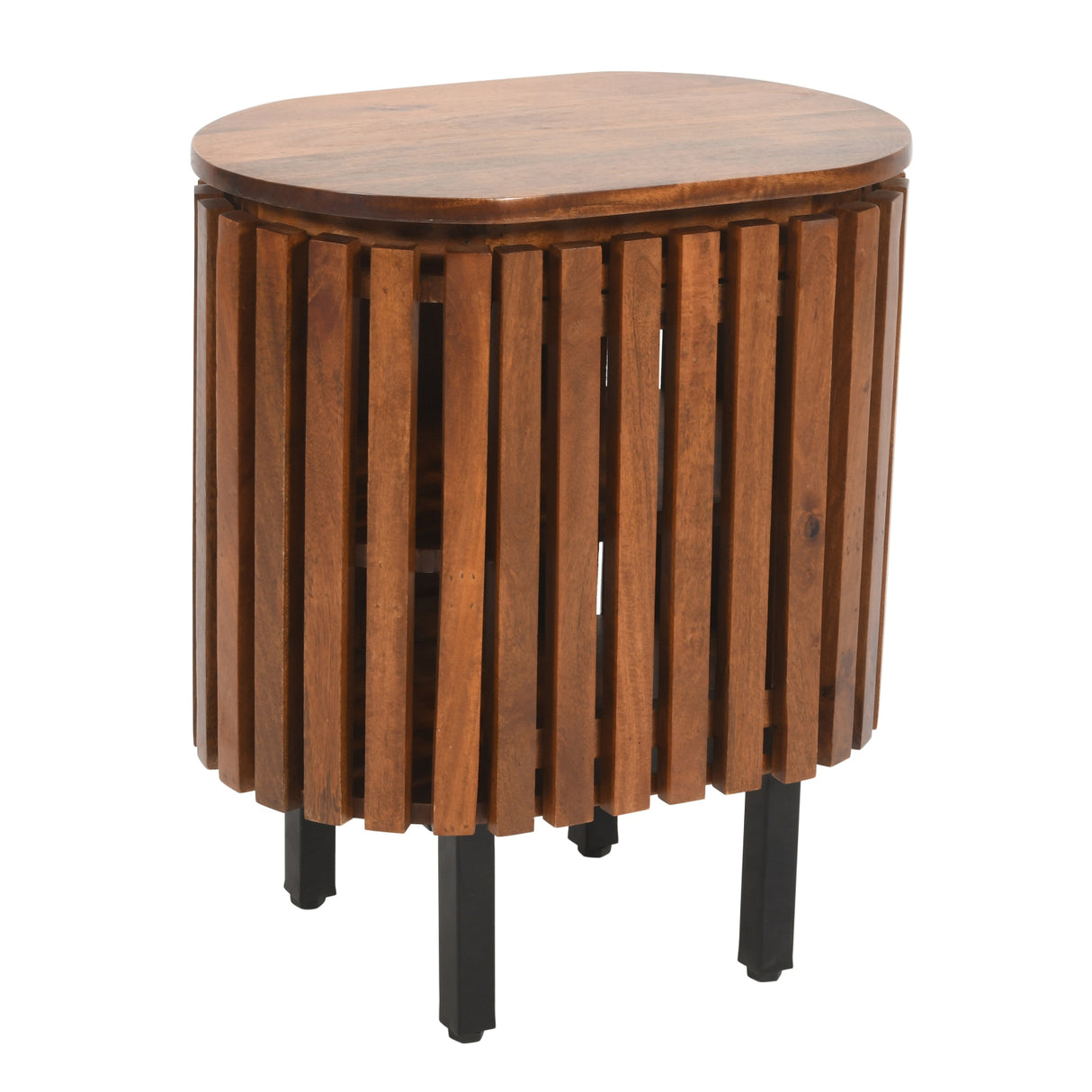 Solid Mango Wood Bedside Cabinet With 1 Door - Inverley Designs
