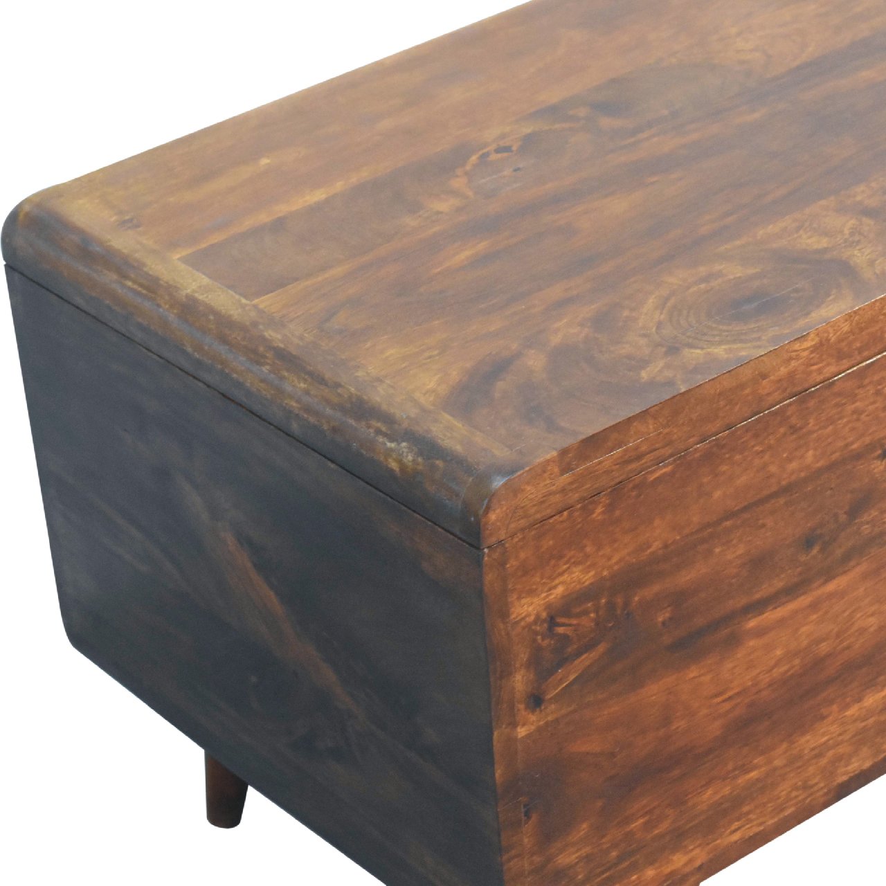 Solid Mango Wood Blanket Box Curved - Gloucester