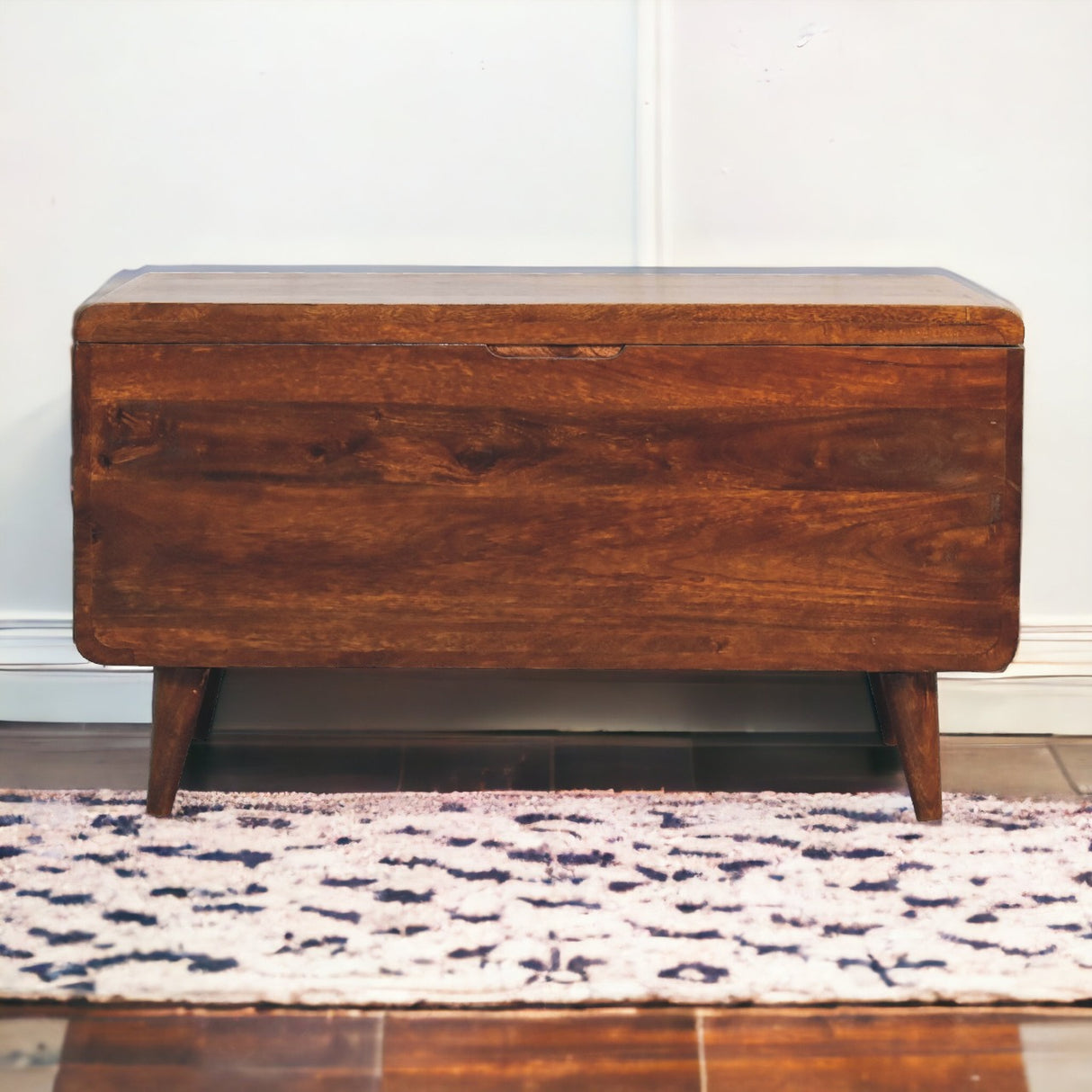 Solid Mango Wood Blanket Box Curved - Gloucester