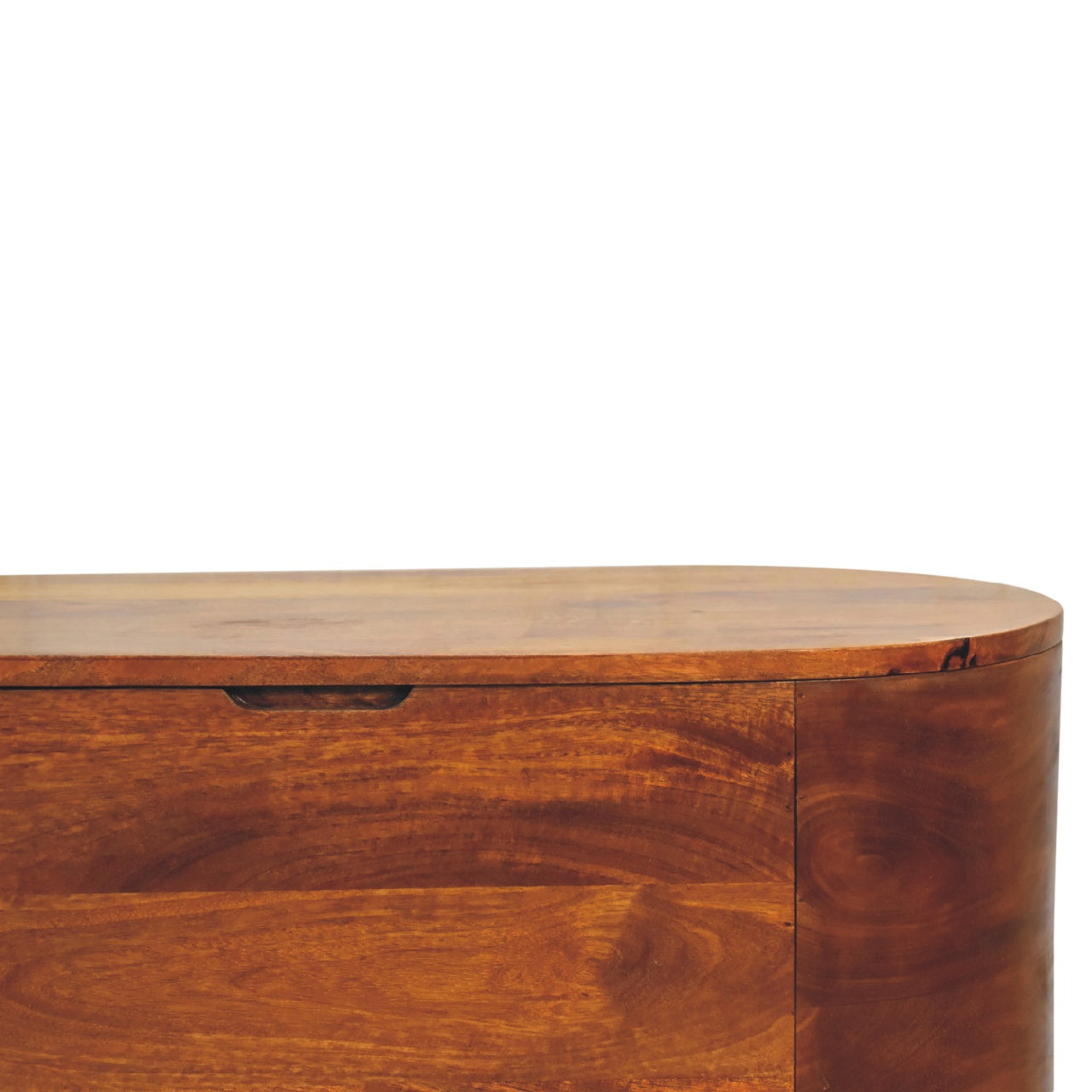 Solid Mango Wood Blanket Box Rounded With Lid Up - Chester