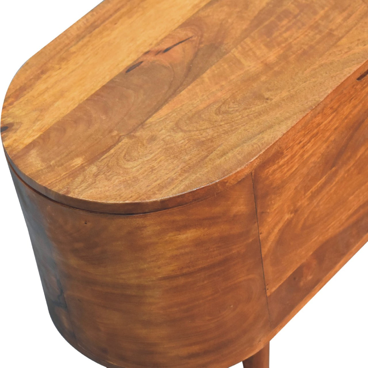 Solid Mango Wood Blanket Box Rounded With Lid Up - Chester