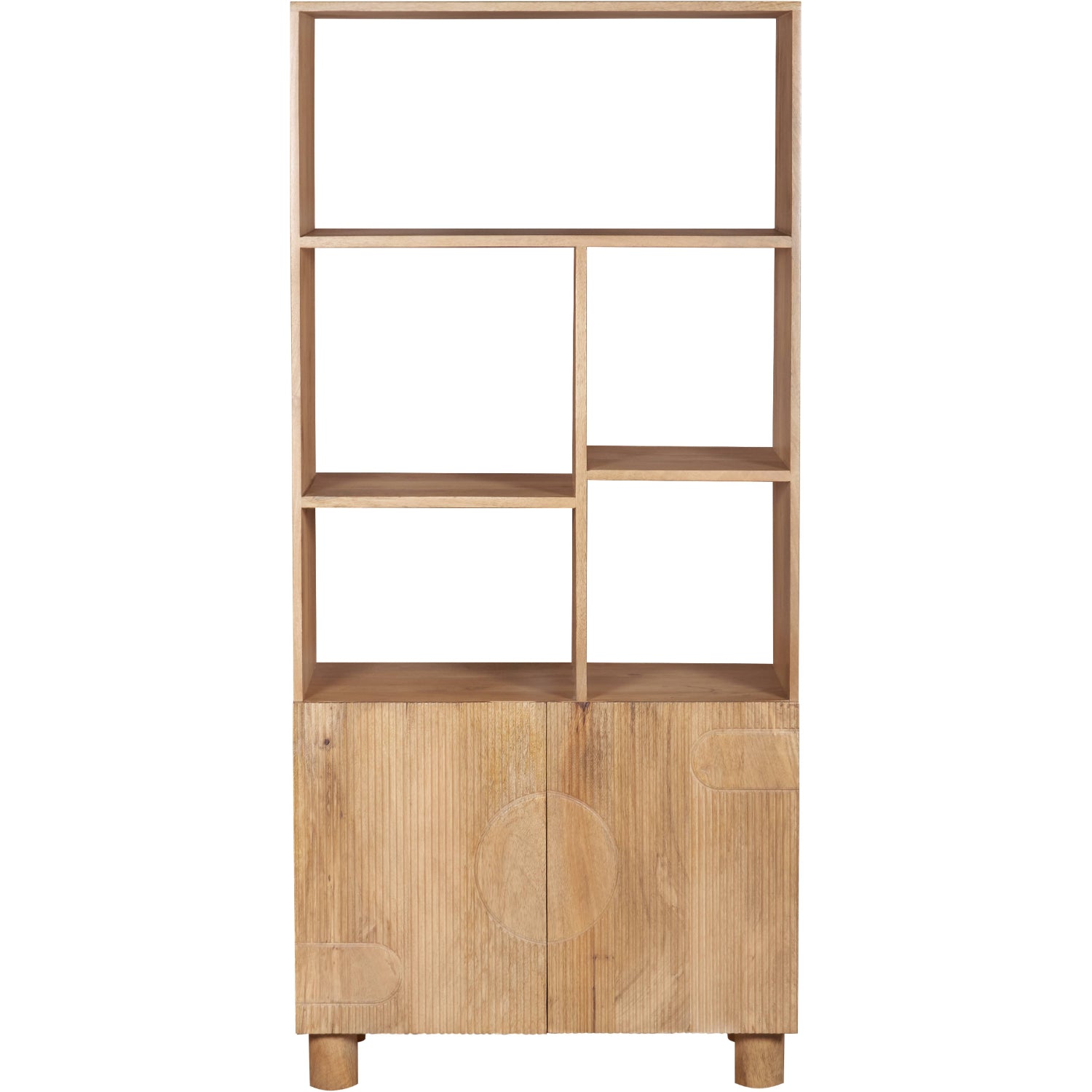 Solid Mango Wood Bookcase With 2 Doors - Austin