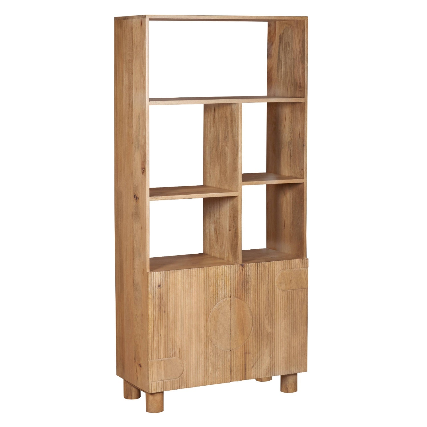 Solid Mango Wood Bookcase With 2 Doors - Austin