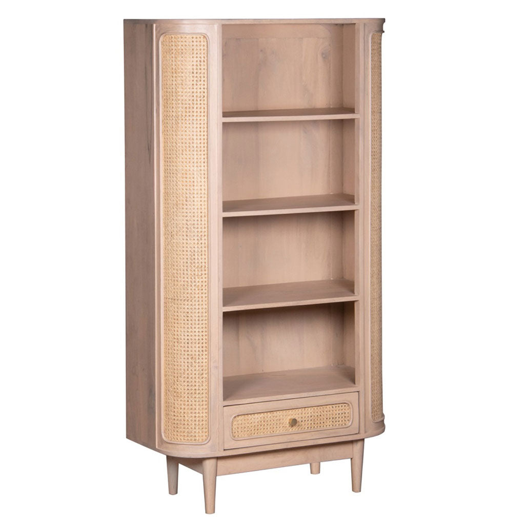 Solid Mango Wood Bookcase With 1 Drawer And 4 Shelves - Valencia