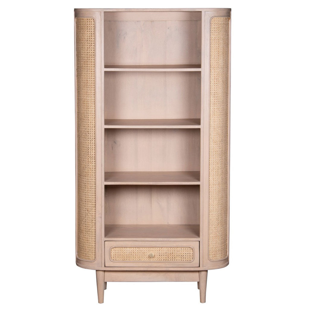 Solid Mango Wood Bookcase With 1 Drawer And 4 Shelves - Valencia