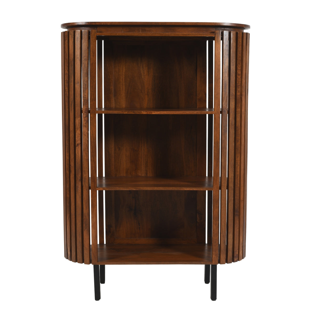 Solid Mango Wood Bookcase With 3 Shelves - Inverley Designs
