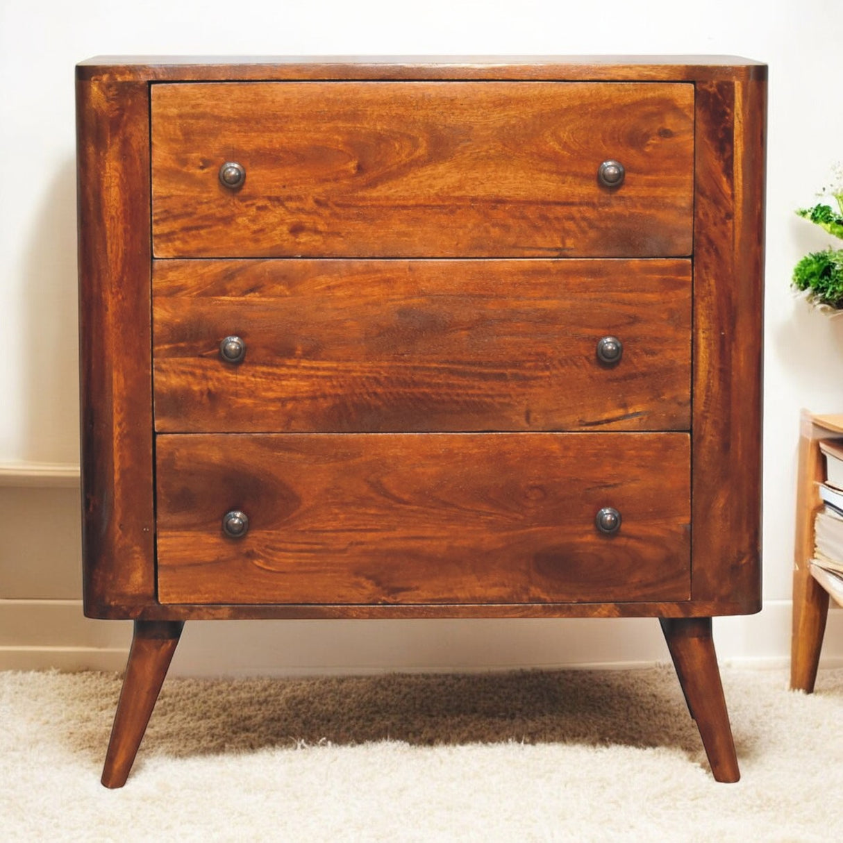 Solid Mango Wood Chest Of 3 Drawers - Bera