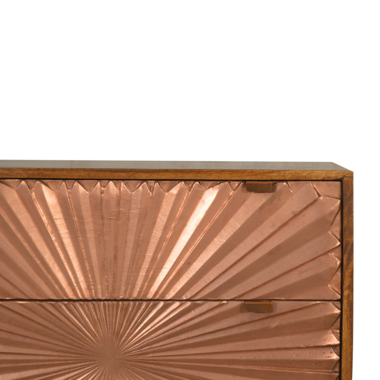 Solid Mango Wood Chest Of 3 Drawers With Copper Front - Manila