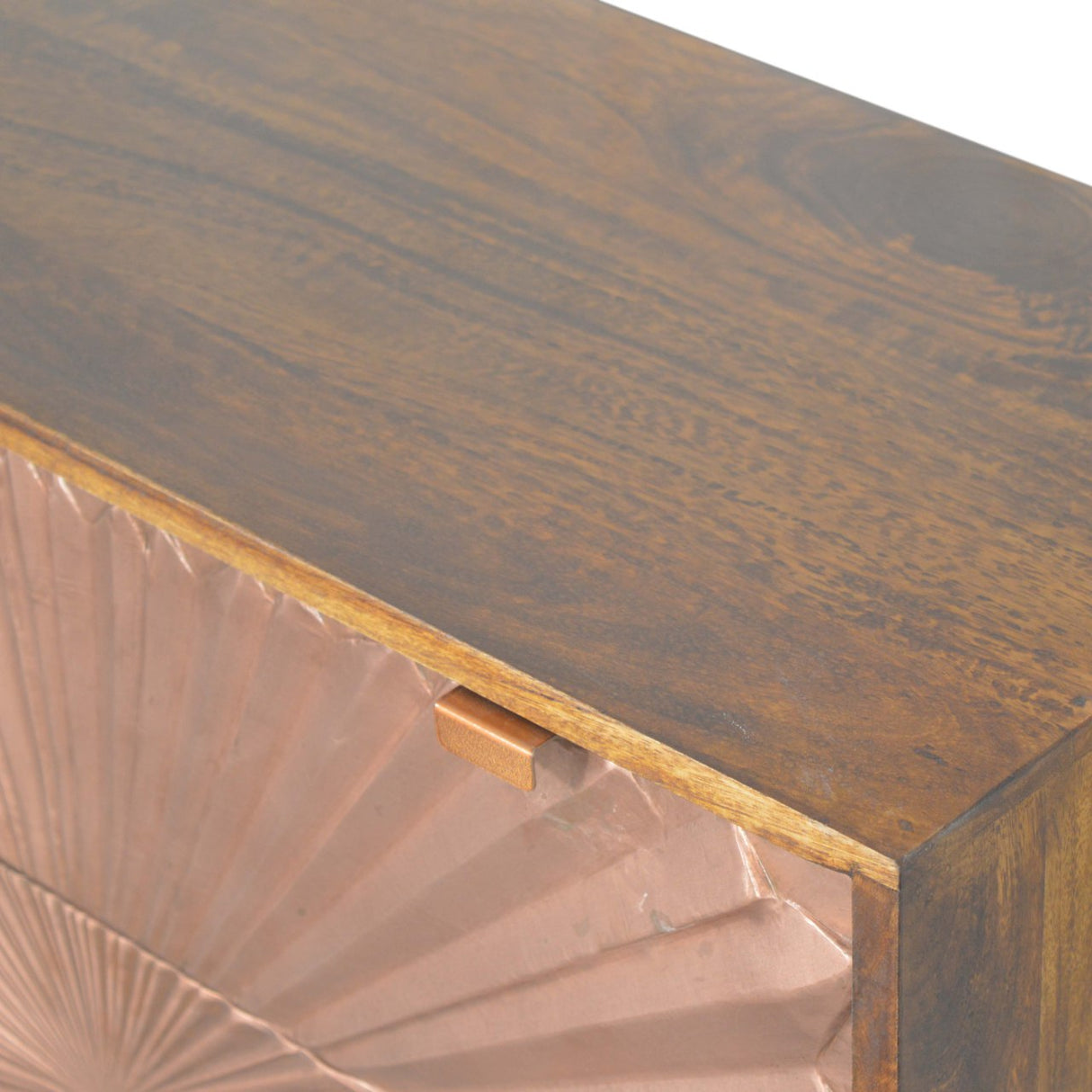 Solid Mango Wood Chest Of 3 Drawers With Copper Front - Manila