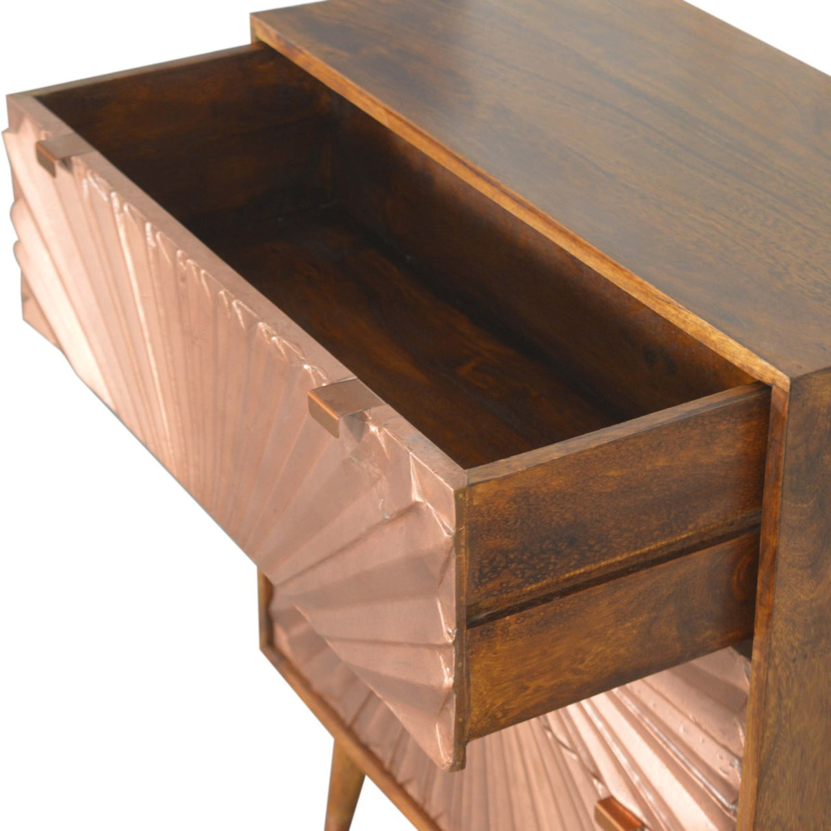 Solid Mango Wood Chest Of 3 Drawers With Copper Front - Manila